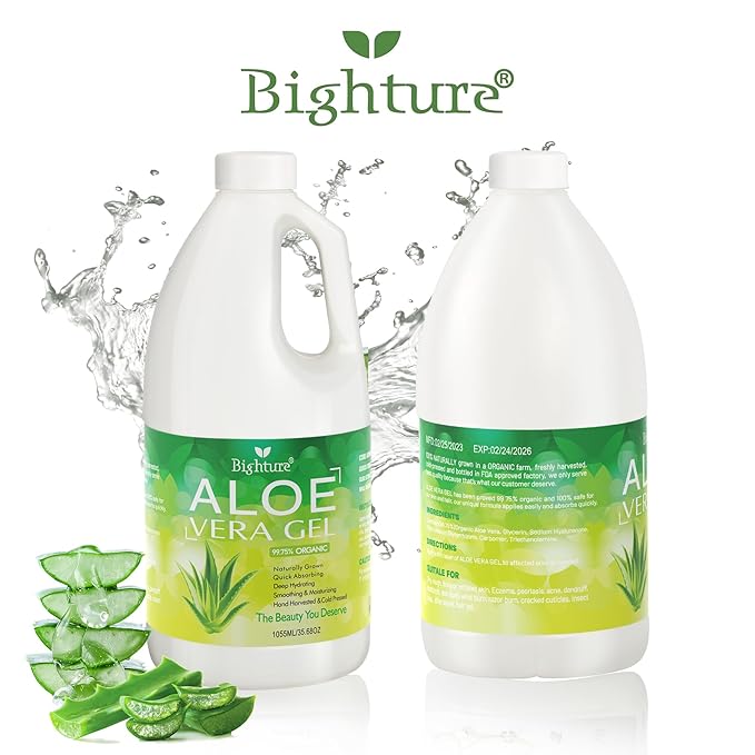 Aloe Vera Gel, 100% Aloe Vera Extracted from Freshly Cut Pure Aloe Leaves, Pure Aloe Vera Gel for Skin Care like Deeply Soothing, Firming, After Shave, Sunburn Relieve(Family Pack)-VivaGrace Women