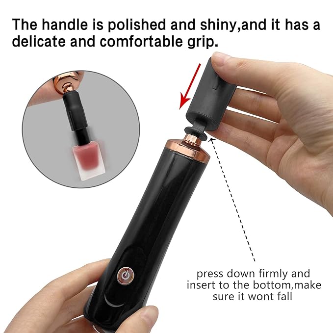 Nail Lacquer Shaker, Nail Polish Mixer, Portable Electric Eyelash Glue Shaker with 2 Connectors and 8 Sizes of Caliber Liquid Evenly Mixer for Eyelash Extension Lash Glue Ink (Black)