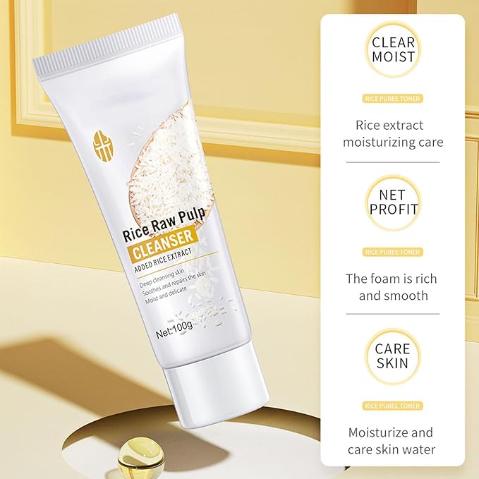 Rice Skin Care Sets, 5Pcs Face Care Set for Women, Moisturize Skin, Smooth Wrinkles & Fine Lines, Improve Skin, Hydrating Skin Care Routine Set with Rice Extract Face Serum, Mask, Cleanser, Eye Cream-VivaGrace Women