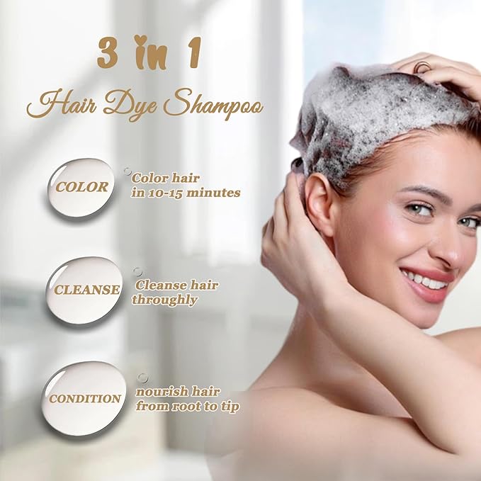 Silver Gray Hair Dye Shampoo, Instant Hair Color Shampoo, Colors Hair in Minutes, Long Lasting Silver Hair Dye, Champu Para Canas, Easy to Use 16.90 Fl Oz-VivaGrace Women
