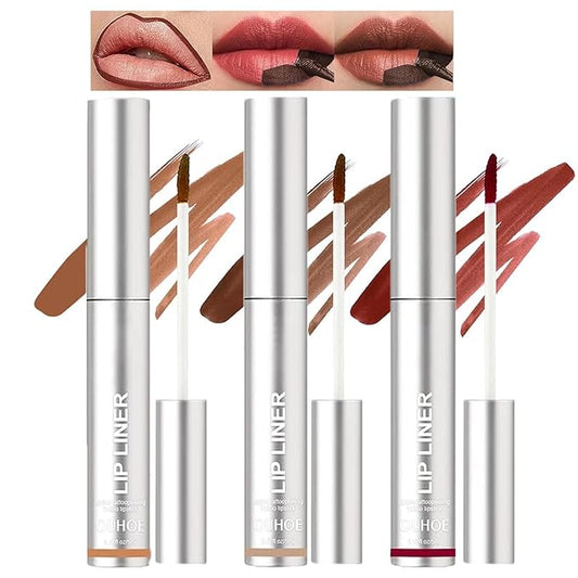 Dulele 3PCS Peel Off Lip Liner Stain, Matte peel Off Lip Stain, Long Wear Lip Stain Peel Off lip liner Set, Waterproof Lip Liner Tattoo Lip Tint Stain (Brown, 1)-VivaGrace Women