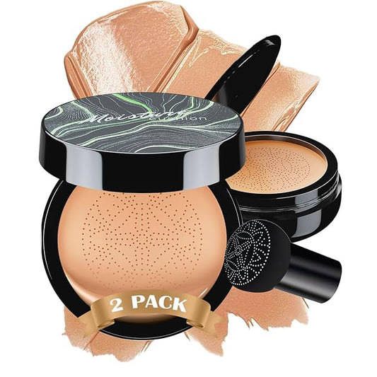 Mushroom Head Air Cushion CC Cream - BB Cream Face Makeup Foundation for Mature Skin Moisturizing Concealer Brighten Long-Lasting, Even Skin Tone for All Skin Types (2PCS Medium Deep)-VivaGrace Women
