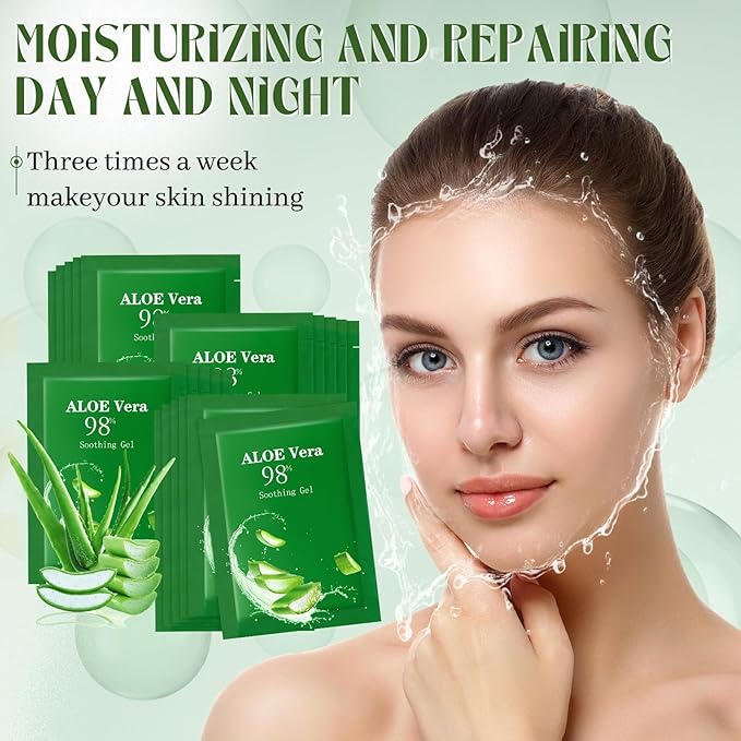 60 Pcs Aloe Vera Gel Bulk Travel Size Soothing Gel 98% Organic Aloe Vera Moisturizer for Skin and Hair Face Moisturizer for Sunburns Relief, Razor Burns, DIY Skincare-VivaGrace Women