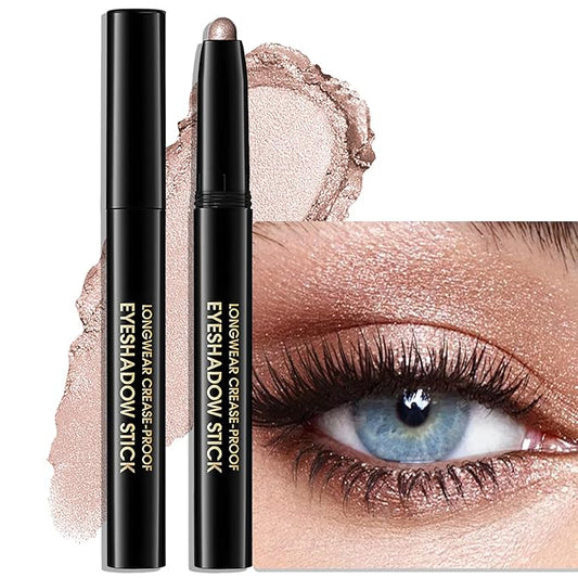 Eyeshadow Stick Shimmer Waterproof Long Wear Eye Brightener Cream to Powder Glitter Eye Shadow Crayon High Pigmented Highlighter Eye Liner Pencil Makeup Crease-Proof Buildable Color, 9 CHAMPAGNE-VivaGrace Women