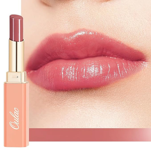 Oulac Shine Red Lipstick for Women, 2 in 1 Glossy Light Red Tinted Lip Balm, Hydrating Lipstick for Dry Lips, Moisture Shine Juicy Finish Vegan 2.2g/0.07oz (17)-VivaGrace Women