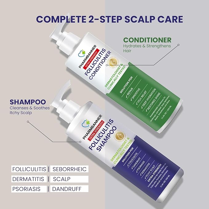 Anti-Fungal Shampoo and Conditioner Set – Tea Tree & Argan Oil for Folliculitis, Seborrheic Dermatitis, Scalp Psoriasis – Relieves Itchy, Flaky, Dry Scalp – Sulfate & Paraben Free-VivaGrace Women