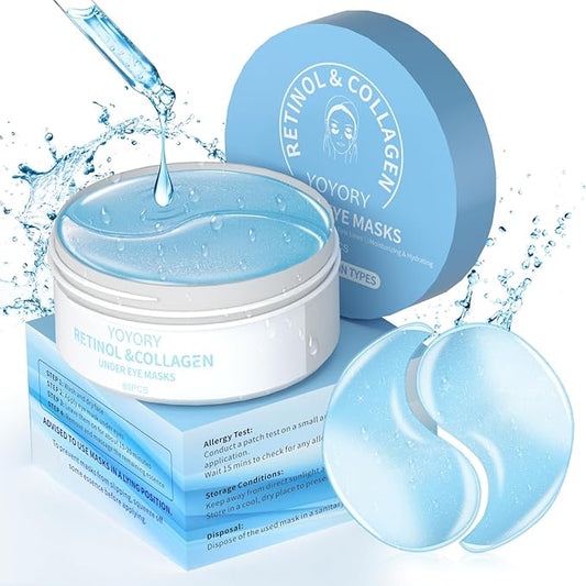 Under Eye Masks Patches - Hyaluronic Acid Collagen for Dark Circles,Eye bags, Fine Lines,puffiness Smoothing Skin Care Treatment Hydrating for Women and Men, (60 Pcs) Blue-VivaGrace Women