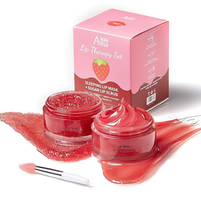 Lip Balm & Moisturizer Set, Lip Scrub & Lip Sleeping Mask- Overnight Treatment Lip Care Products | Moisturize & Nourish, Dry Cracked Lips, Intense Hydration with Vitamin C-VivaGrace Women