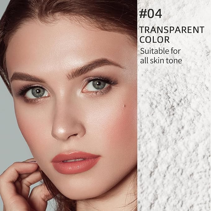 Erinde White Translucent Matte Setting Powder with Puff, Face Loose powder Makeup, Oil Control Finishing Powder, Lightweight Blurring Powder, Waterproof, 24H Long-Lasting, Creates Soft Focus Effect-VivaGrace Women