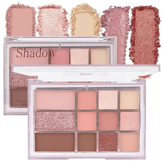 12 Girds Colorful Matte Shimmer Eyeshadow Palette for Eye Makeup,High Pigmented Eye Shadow Primers Powder Palet de sombras de ojos 12-B-VivaGrace Women