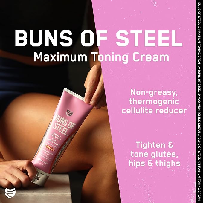 SteelFit Maximum Toning Cellulite Cream, Buns of Steel - Skin Firming & Tightening Body Lotion with Caffeine for Stretch Marks - Anti-Cellulite Remover Treatment for Booty, Thighs, Legs & Glutes-VivaGrace Women
