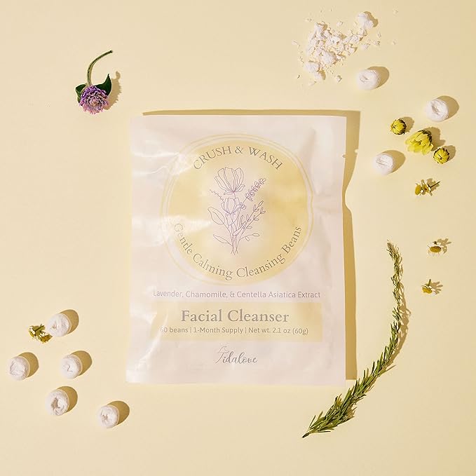 Daily 3 in 1 Facial Cleanser, Exfoliator and Wash-off Mask, Vegan, Cruelty Free, Plastic Free, Travel Friendly, 1 Month Supply Refill (60 Tablets) (Calming)-VivaGrace Women