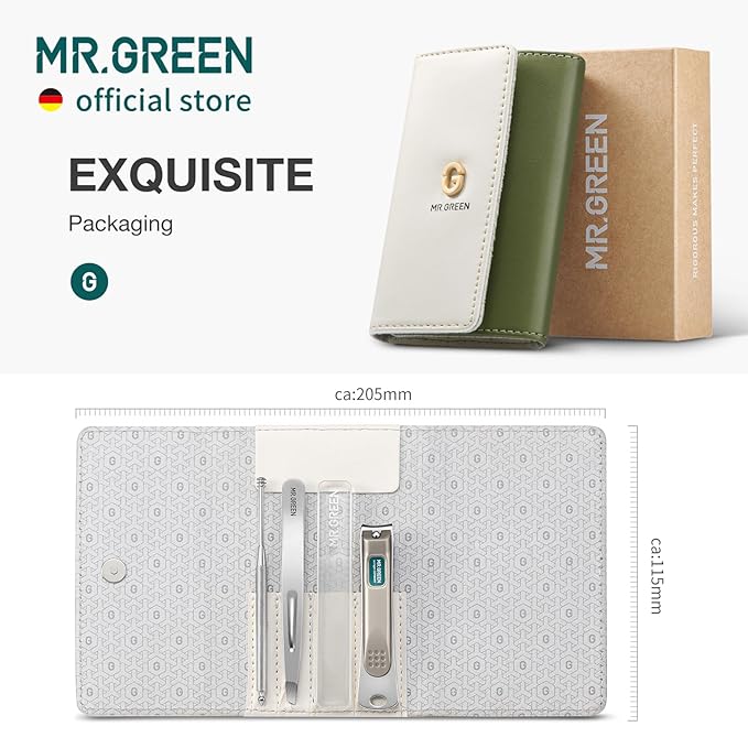 MR.GREEN Colorful Manicure Set Practical Pedicure Kits Nail Clippers Personal Care Tools Facial Hair Scissors with Fashion Case (Mr-6681 Green)-VivaGrace Women
