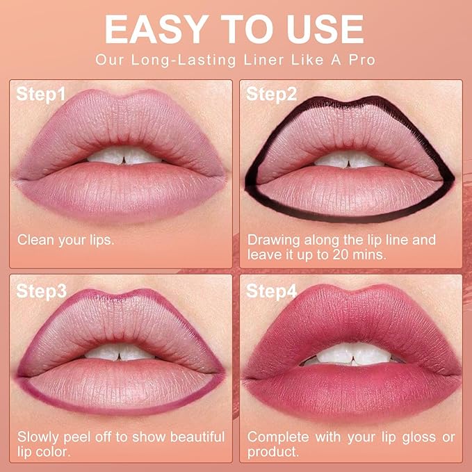 OETUIOW Lip Stain - All Day Lip Stain Peel Off, Naturally Moisturizing Lightweight Glow-Boosting Non-Sticky, Vegan Lip Makeup Gift for Her (Rose)-VivaGrace Women