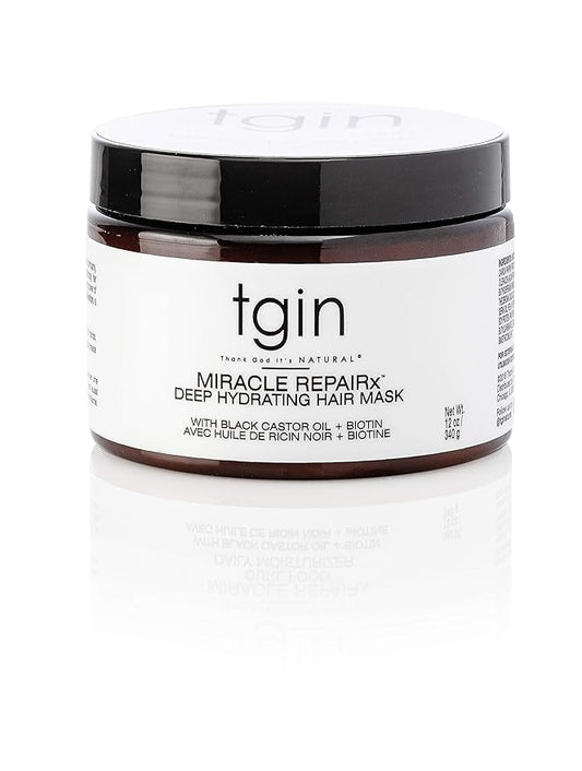 tgin Miracle RepaiRx Deep Hydrating Hair Mask for Curly, Coily and Wavy Hair, with Biotin and Black Castor Oil, Deep Moisture and Repair for Damaged, Color-Treated Hair, 12 oz-VivaGrace Women