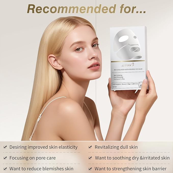 ISTON 6 Pack Bio-Collagen Real Deep Anti Wrinkle Lifting Mask,Overnight Hydrating Face Mask for All Skin Types -Pore Minimizing,Elasticity Enhancing,Firming,Moisturizing-VivaGrace Women