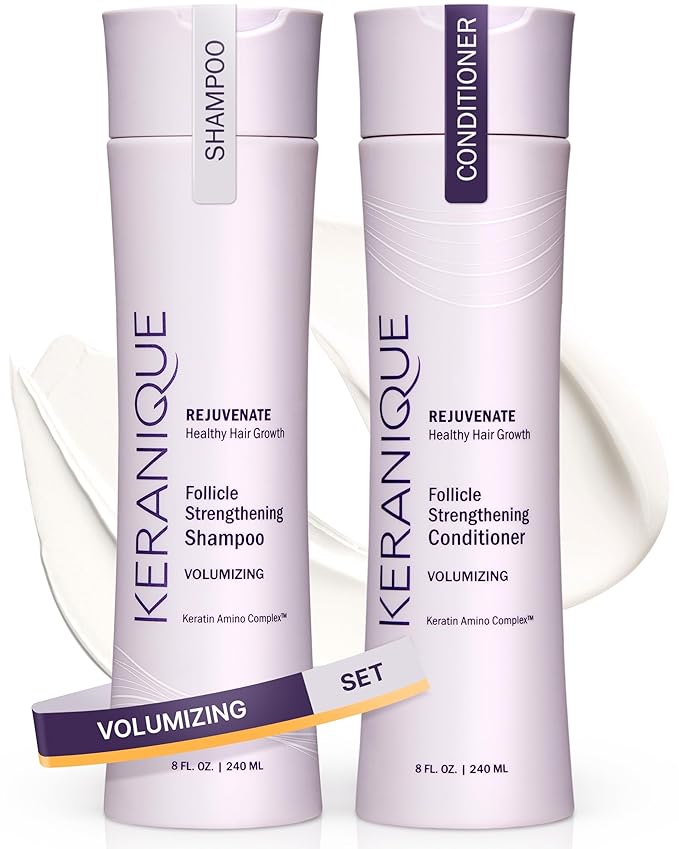 Keranique Volumizing Shampoo and Conditioner Set for Hair Repair and Growth with Biotin and Keratin for Women, Thinning Hair Formula, 8 Fl Oz Each-VivaGrace Women