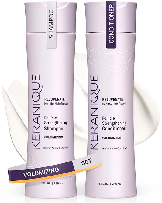 Keranique Volumizing Shampoo and Conditioner Set for Hair Repair and Growth with Biotin and Keratin for Women, Thinning Hair Formula, 8 Fl Oz Each-VivaGrace Women