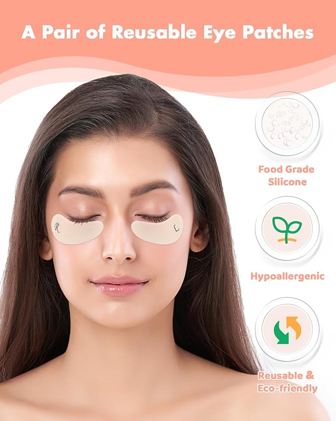 Under Eye Patches Silicone - Reusable Eye Patches + Silicone Fixing Tape Cuttable, Eye Wrinkle Patches, Reusable Eye Mask, Plump Fine Lines & Wrinkles, Eye Cream Applicator + Silicone Bag-VivaGrace Women
