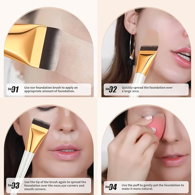 docolor Flat Foundation Brush for Liquid Makeup,Ultra Thin Liquid Foundation Brushes Premium Makeup Face Brush for Blending, Cream, Thin Foundation Brush Makeup Tool Face Foundation Flat Brush-VivaGrace Women