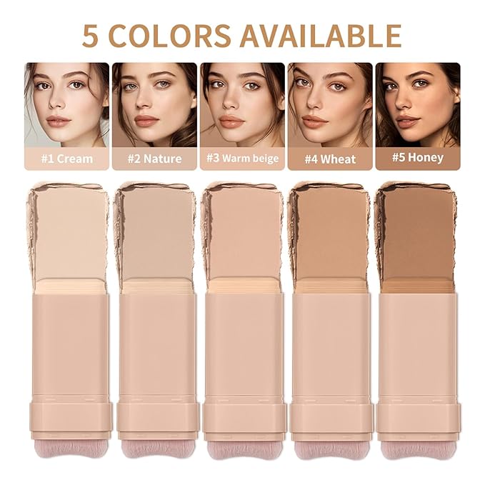 Beauty Balm Serum Boosted Skin Tint, Dual-Ended Eraser Foundation Stick with Brush, Full Coverage Cream Korean Makeup, Long-Lasting Stick for Smooth, Flawless Finish (#3 Warm Beige)-VivaGrace Women