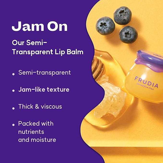 WELCOS FRUDIA Honey Lip Balm – Blueberry | Lip Exfoliating, Moisturizing & Volumizing Dewy Tinted Lip Balm | Organic Lip Balm for Dry & Chapped Lips w/Jeju Blueberry and Honey Extracts (0.33 oz)-VivaGrace Women
