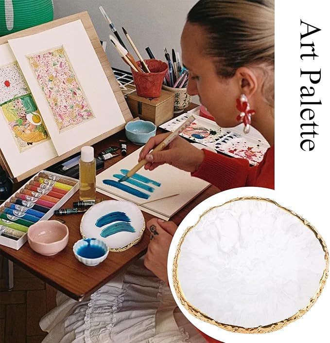 22 Pack Resin Art Palette, Makeup Mixing Palette, Gold Edge Nail Art Tool Gel Design Nail Art Makeup Mixing Tray DIY-VivaGrace Women