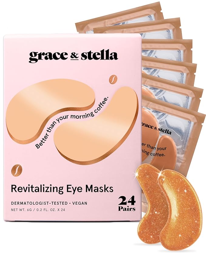 grace & stella Caffeine Under Eye Patches - Awakening Eye Patches for Puffy Eyes and Dark Circles - Under Eye Mask Patches with Niacinamide & Hyaluronic Acid - Vegan, Cruelty-Free (Bronze, 24 Pairs)-VivaGrace Women