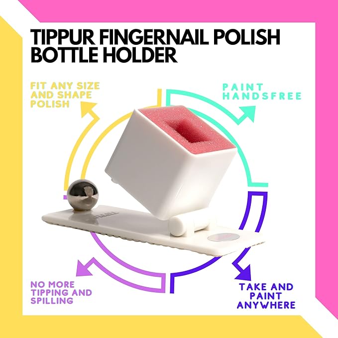 Spill-Proof Nail Polish Holder-Paint With Ultimate Confidence In The Car Or At Home-Stick Every Time Wide Grippy Bottom-Fingernail Painting Stand For Women-Nail Polish Accessories-Nail Art Tool