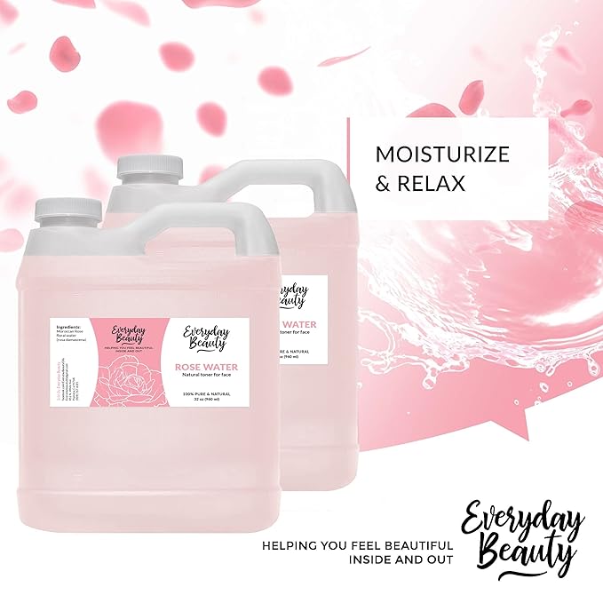 Rose Water Facial Toner Bulk - 64oz Alcohol-Free Vegan All Natural Refreshing Spray Mist for Face and Hair - Uplifts, Calming & Soothing for All Skin Types-VivaGrace Women