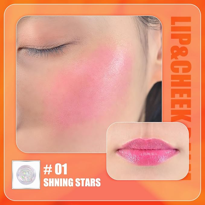 CHARMACY Magic Color Lip & Cheek Balm, PH Color Changing Blusher for Cheeks, Long Lasting Moisturizing Multi Use cream Waterproof Blush Makeup, SHINING STARS (#01)-VivaGrace Women