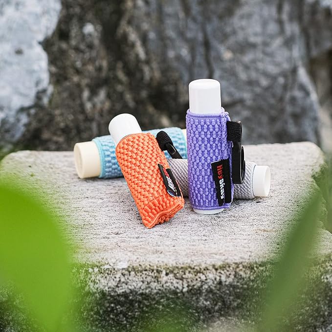 3PCS Lip Balm Holder Sleeves Keychain Lipstick Sleeves Lip Gloss Holder Keychain Chapstick Elastic Sleeves(Brown/light blue/purple)-VivaGrace Women