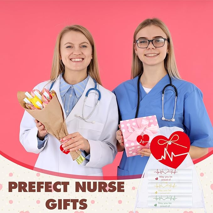50 Sets Nurse Lip Balm Gifts Bulk Moisturizing Nurse Lip Balm with 50 Organza Drawstring Gift Bags 50 Tags Nurse Day Nurse Week Nurse Student Graduate Appreciate Gifts Bulk(Nurse)-VivaGrace Women