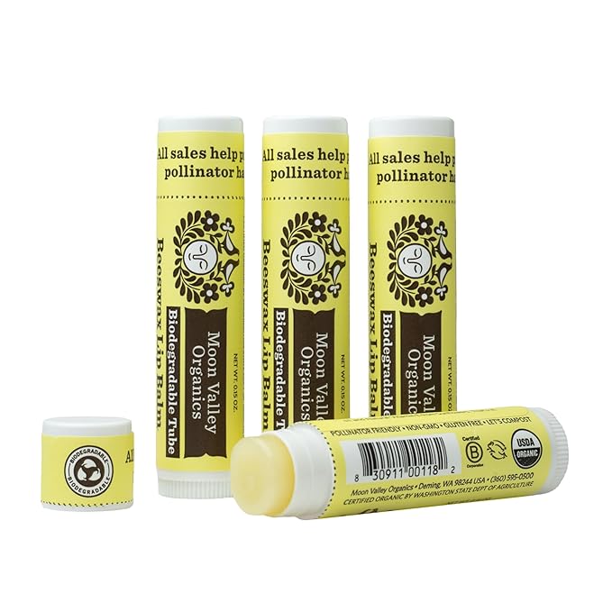 Moon Valley Organics Beeswax Lip Balm for Moisturizing Lips and Cuticles (VELVETY VANILLA, 4-Pack)-VivaGrace Women