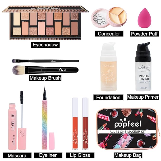 Makeup Kit for Women Full Kit, All-in-one Makeup Gift Set, Include Eyeshadow Palette, Lip Gloss, Foundation, Concealer, Mascara, Makeup Brush-VivaGrace Women