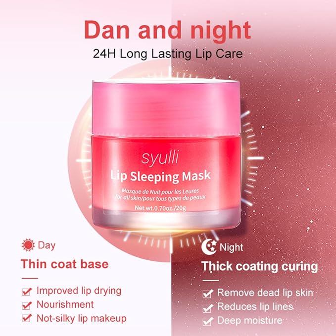 Sleeping Lip Mask,Organic Vitamin C Lip Sleeping Mask Hydrate & Repair Sleeping Lip Balm, Nourish Overnight Lip Care Treatment Lip Line & Color Improve,Crack & Dry Sleeping Lip Mask For Women & Men-VivaGrace Women