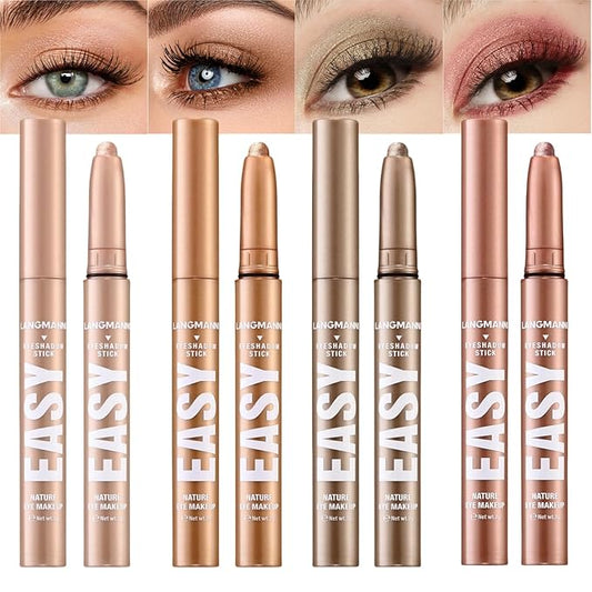 Jolilab Eyeshadow Stick Set, 4 Colors Matte Professional Bright-Colored Contouring and Highlight Eyeshadow Stick, Cream Eyeshadow Waterproof Long Lasting High Pigmented Eye Shadow. (4, 08+10+11+12)-VivaGrace Women
