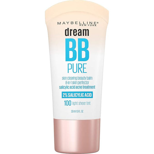 Maybelline Dream Pure Skin Clearing BB Cream, 8-in-1 Skin Perfecting Beauty Balm With 2% Salicylic Acid, Sheer Tint Coverage, Oil-Free, Light, 1 Count-VivaGrace Women