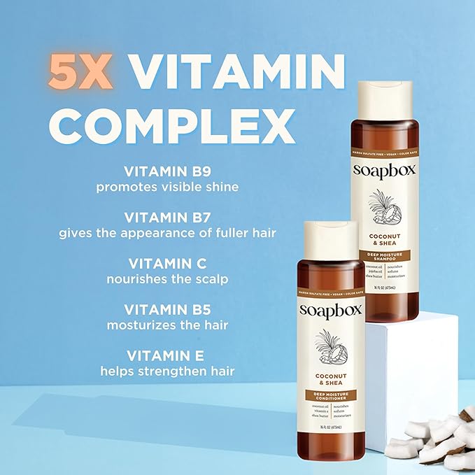 Soapbox Shampoo and Conditioner Set with Coconut Oil, Jojoba Oil, Aloe and Shea Butter to Moisturize and Nourish for All Hair Types, 1 Liter Each (Pack of 2)-VivaGrace Women