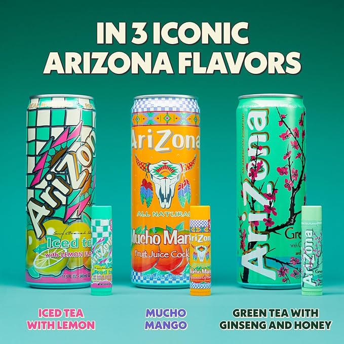 AriZona Iced Tea SPF 30 Lip Balms 3-Pack by Vacation Sunscreen, Hydrating Lip Sunscreen Chapstick, Water Resistant Vegan Sunscreen Lip Balm, 3 Iconic Flavors, Limited Edition SPF Chapstick (Pack of 3)-VivaGrace Women