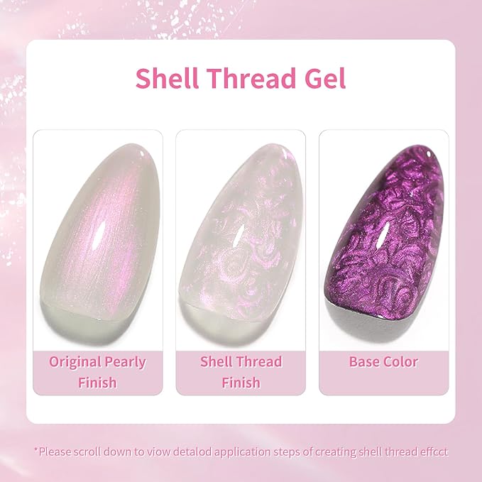 Born Pretty Pearl Gel Nail Polish Aurora Iridescent Glitter Shimmer Mermaid Pearl Gel Polish Drawing Gel Nail Polish Shell Swirl Thread Effect Nail Gel Soak Off Led Summer DIY Gift 6PCS-VivaGrace Women