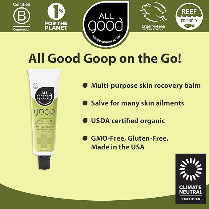 All Good Goop on the Go - Chafing Cream, Dry Skin Salve, Cracking Lip Moisturizer - Soothes, Hydrates & Calms - Travel Size Recovery Balm 1oz-VivaGrace Women
