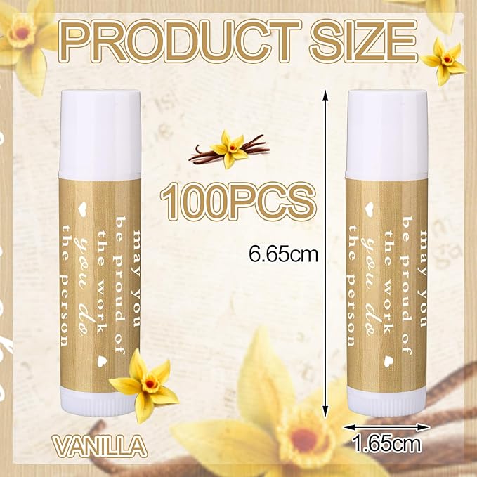 Demissle Thank You Gifts for Coworker Lip Balm Bulk Set Inspirational Appreciation Gifts Leaving Farewell Gifts Vanilla Ingredients Lips Care Products for Friends Teacher Worker Employee (100 Pcs)-VivaGrace Women