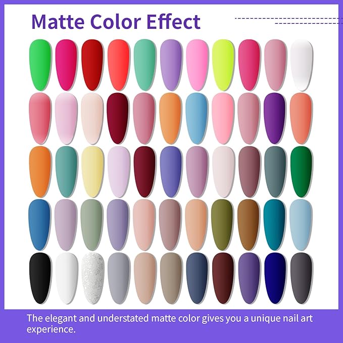 JODSONE 60 Bottles of Gel Nail Polish Kit with U V Light 55 Kinds of Gorgeous and Charming Gel Polish Kit 5 Pieces Soak off Glossy Matte Top Coat Base Coat-VivaGrace Women