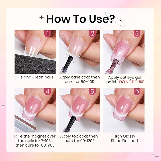 Cat Eye Gel Nail Polish - 12 Colors Silk Cateye Nail Polish Gel with Magnetic Stick Ceramic Moonlight Magnetic Gel Polish High Glossy Shine Effect Nail Art Manicure Home DIY for Women Girl