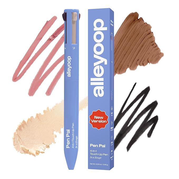 Alleyoop Pen Pal 4-in-1 Makeup Pen - Comes with Eyeliner, Highlighter, Lip Liner, and Eyebrow Pencil - Touch Up On the Go - Cruelty-Free, Vegan (In A Rouge (Light))-VivaGrace Women