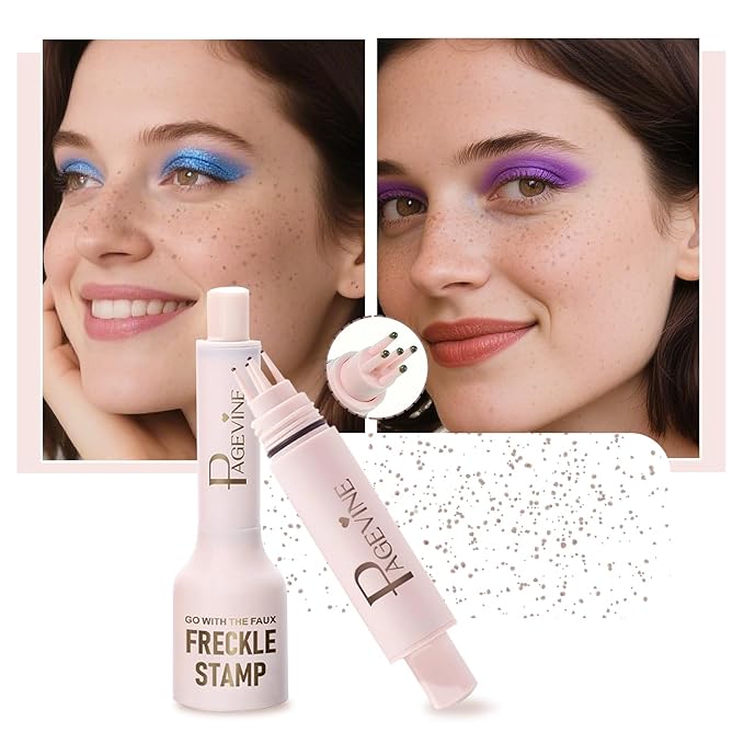 Freckle Stamp - Freckle Pen Waterproof, Long Lasting Fake Freckles, Quick Dry 5-Point Faux Freckles Stamp Cushion Stain Marker in One Press Natural and Lifelike Sunkissed Pencil Tool Makeup (#1-Light)-VivaGrace Women