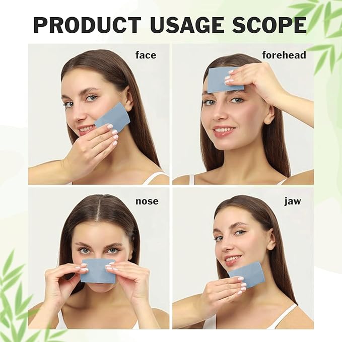 Natural Bamboo Charcoal Oil Absorbing Tissues - 6pk/600 Oil Blotting Sheets For Face, Oil Control Film, Oil Absorbing Sheets, Makeup Friendly-VivaGrace Women