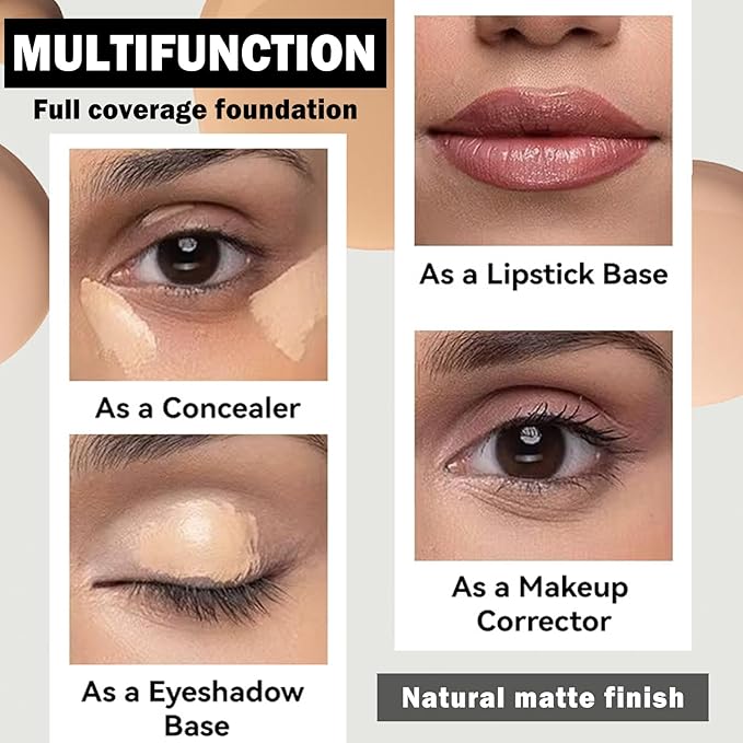 Concealer Full Coverage Foundation for Mature Skin,Oil Control Matte 2 in 1 Concealer liquid Foundation Makeup Waterproof Base De Maquillaje Alta Cobertura-01 Sand-VivaGrace Women