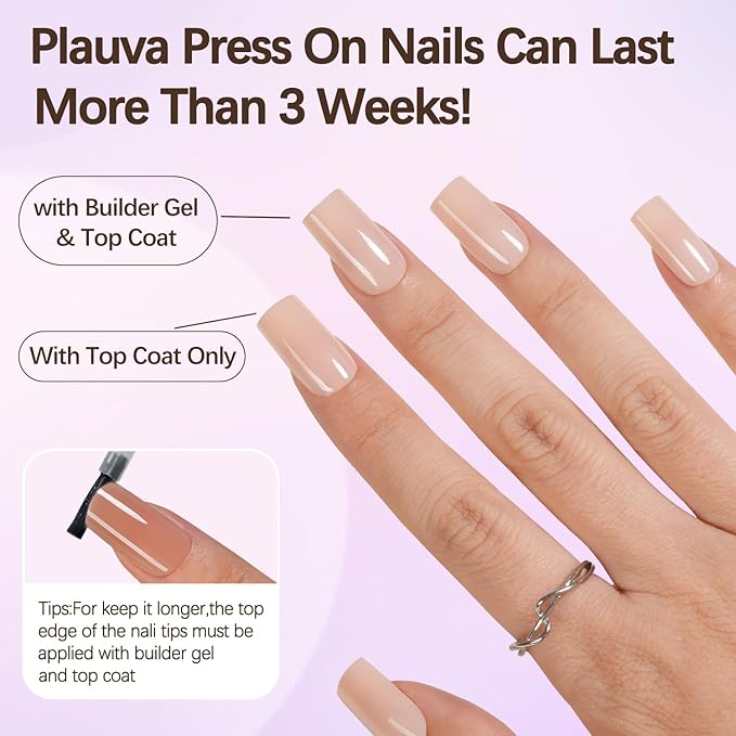 Short Square Press On Nails, 5 Colors Pre-Lasting Soft Gel Nails Tips, 150Pcs Natural Fake Nails for Nail Art DIY 15 Sizes